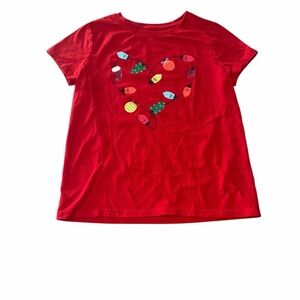 Cat & Jack Red Tee with Heart and Lights Design